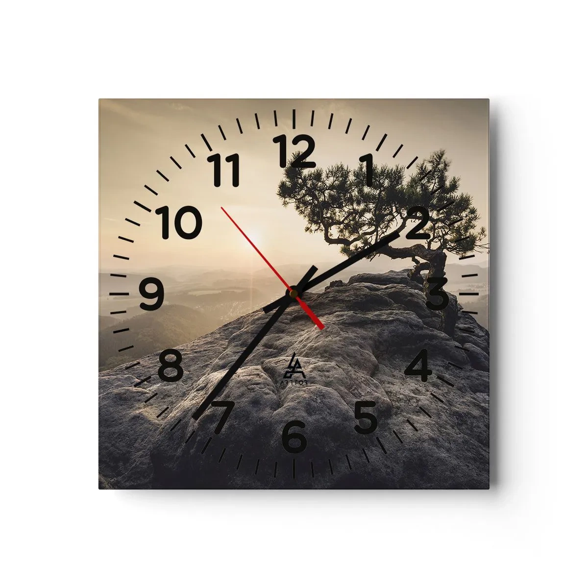 Väggklocka - Klocka på glas - Livet vinner alltid - 40x40 cm