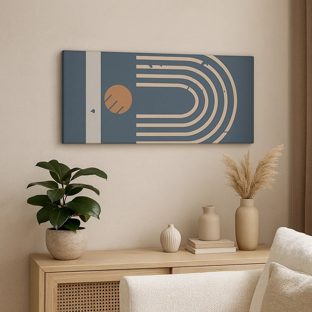 Canvastavla - Bild på duk - Geometri mot mörkblå bakgrund - 30x30 cm