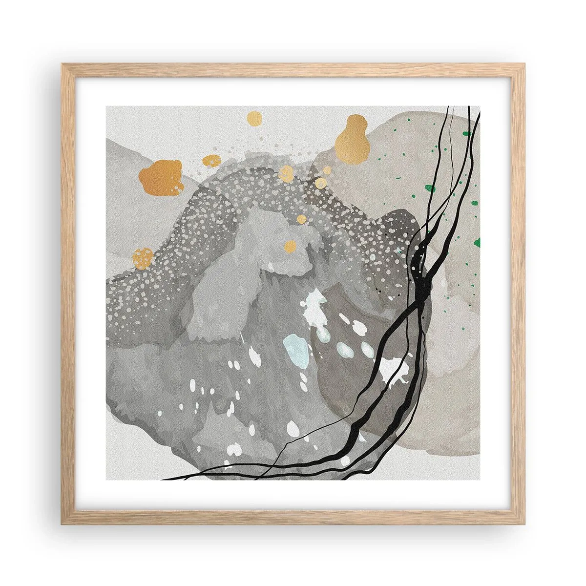 Affisch i ram av ljusek - Organisk komposition - 50x50 cm