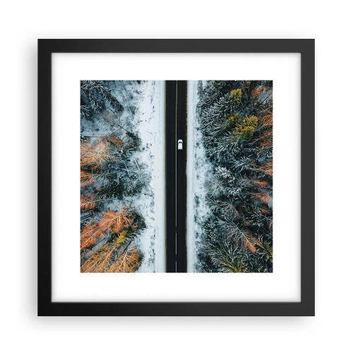 Affisch i svart ram - Genom vinterskogen - 30x30 cm