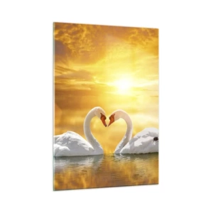 Glastavla - Bild på glas - Hjärta är det vackraste ordet i världen - 50x70 cm