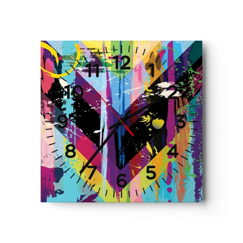 Väggklocka - Klocka på glas - Uppifrån nedåt - 40x40 cm