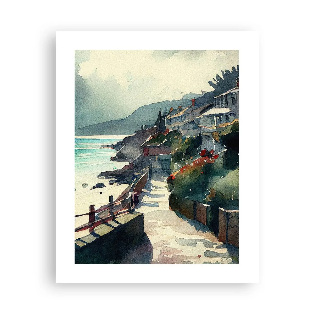 Affisch - Medelhavsstad - 40x50 cm