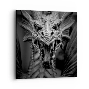 Canvastavla - Bild på duk - En sagodrake i grånyans - 30x30 cm