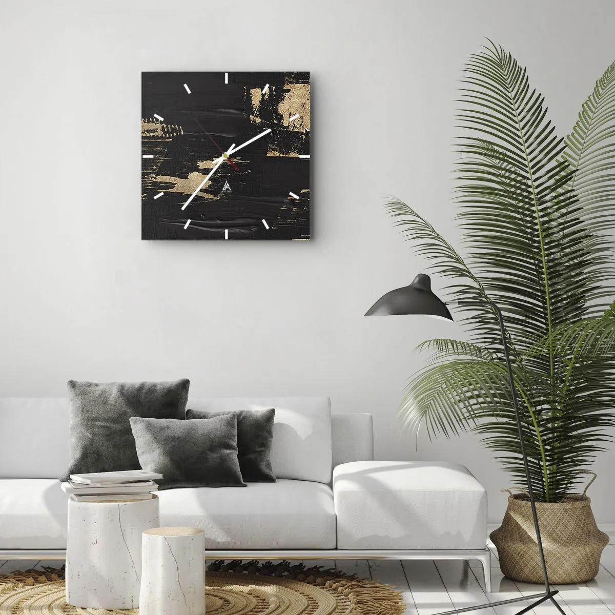 Väggklocka - Klocka på glas - Ett spår av beröring - 40x40 cm