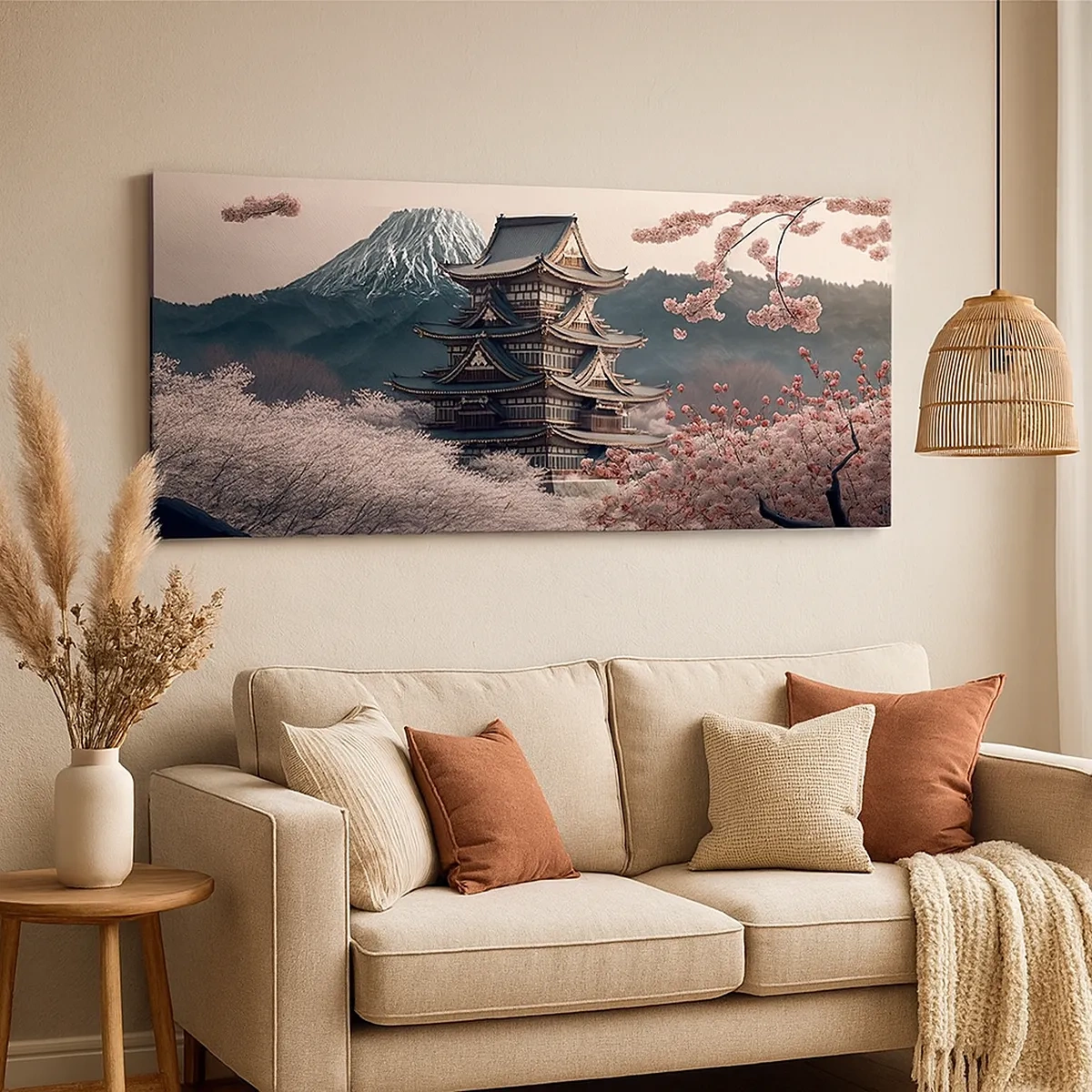 Canvastavla - Bild på duk - Ett land av blommande körsbär - 30x30 cm