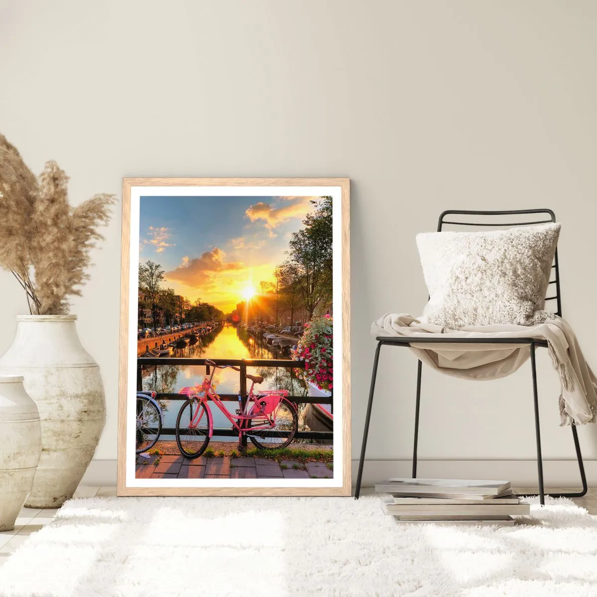 Affisch i ram av ljusek - Vårmorgon i Amsterdam - 30x40 cm