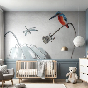 Självhäftande Fototapet Deluxe Sticker - Ängens liv - Abstraktion, Fågel, Blomma - 200x140 cm