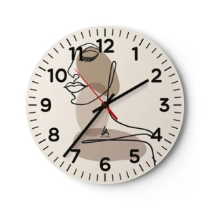 Väggklocka - Klocka på glas - Lyssnar på sig själv - 40x40 cm