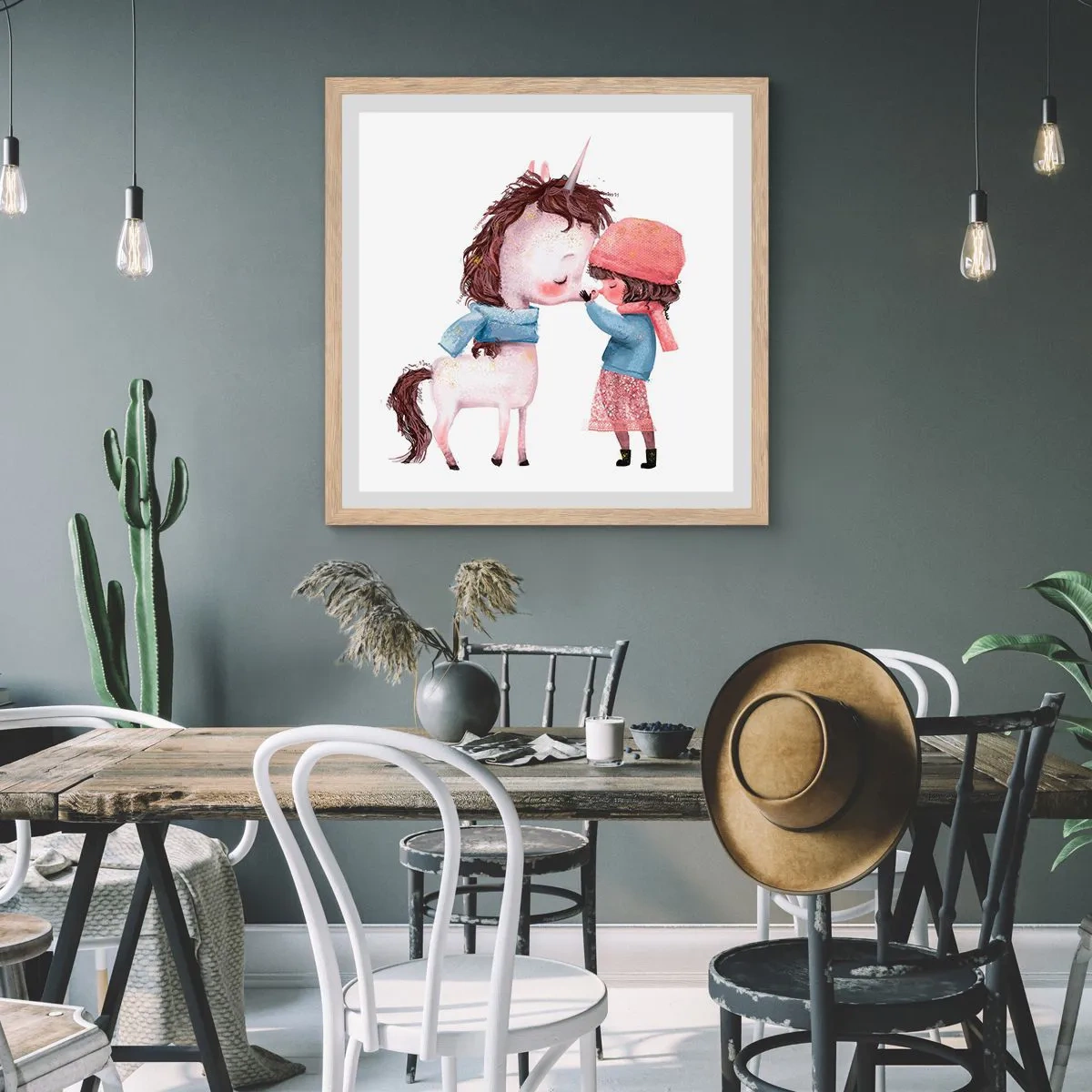 Affisch i ram av ljusek - Vintersaga - 60x60 cm