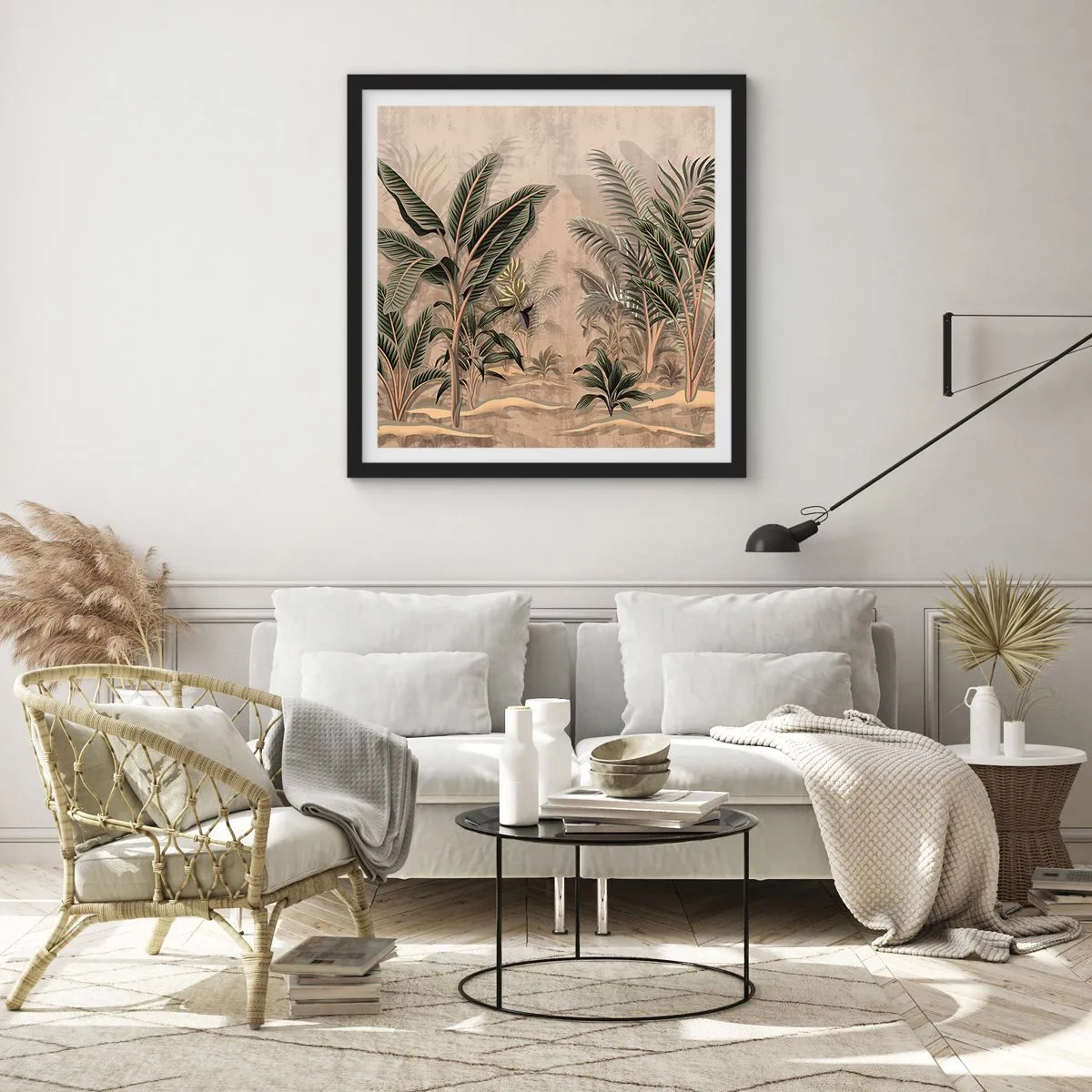 Affisch i svart ram - Bild i kolonial stil - 60x60 cm