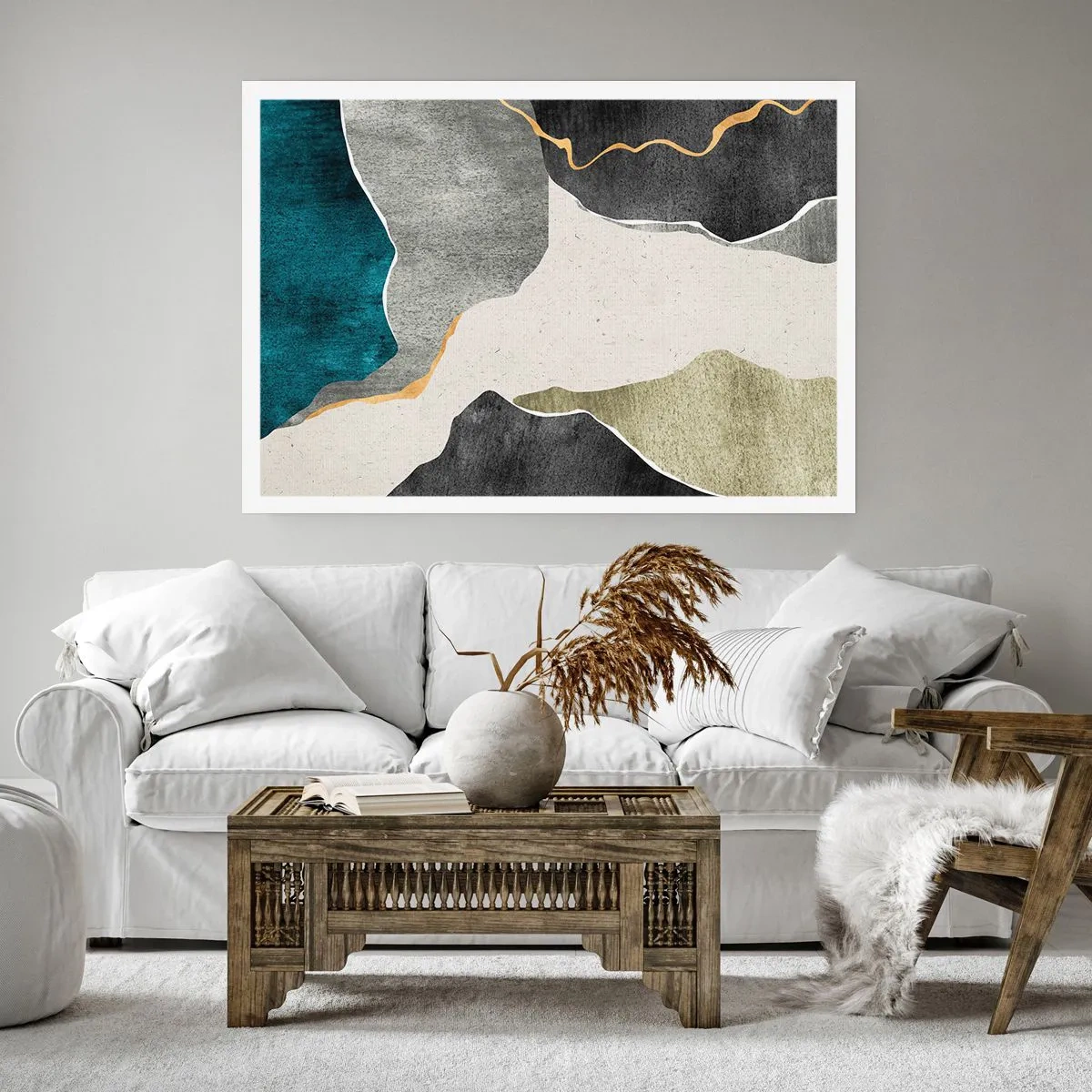 Affisch - Mosaikkomposition med en guldtråd - 91x61 cm