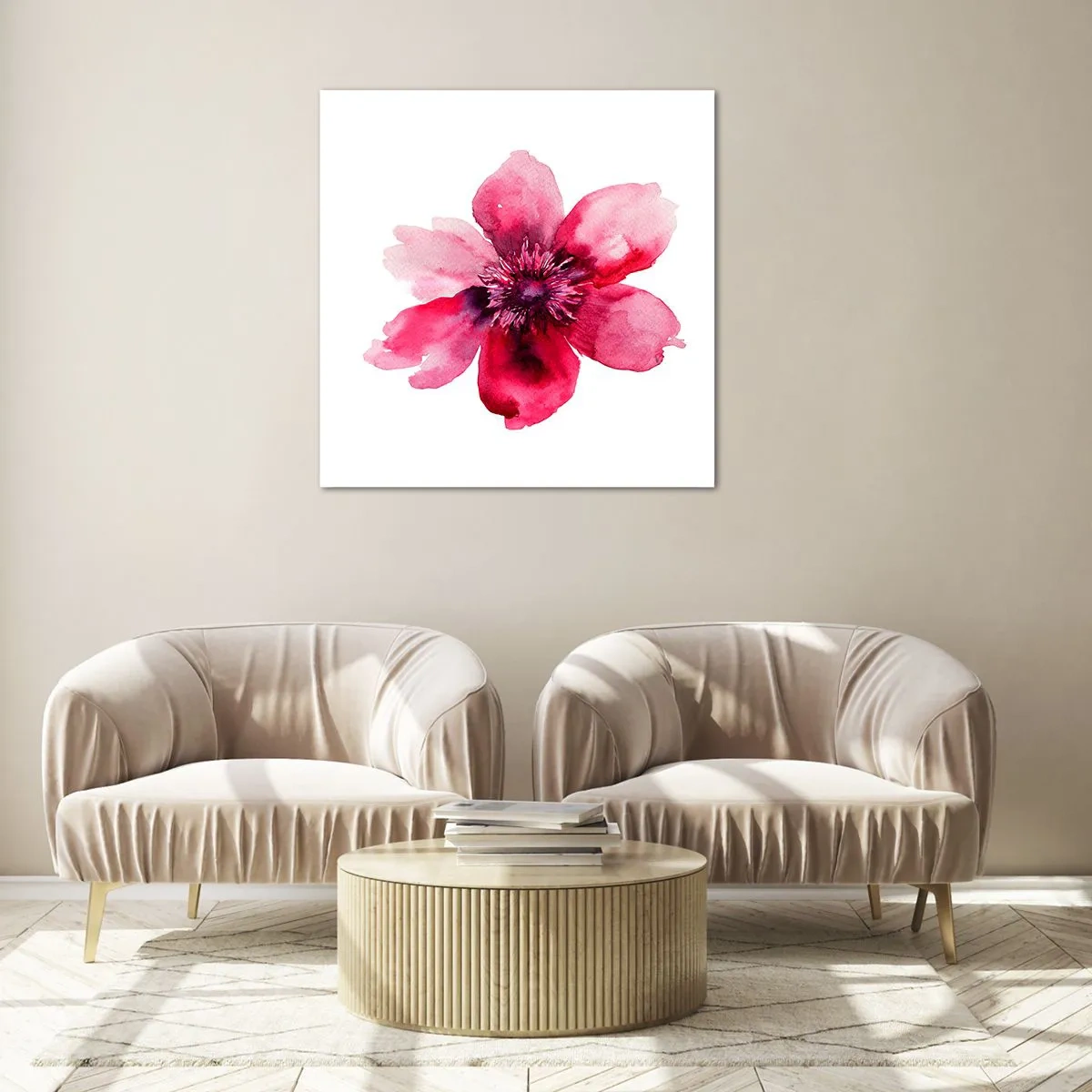 Glastavla - Bild på glas - Doftande karminkyss - 60x60 cm