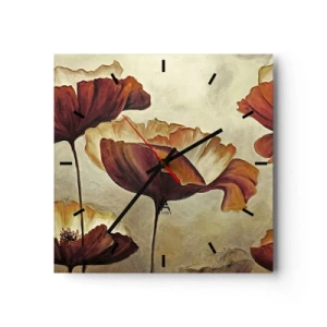 Väggklocka - Klocka på glas - Ängsblommor - 40x40 cm