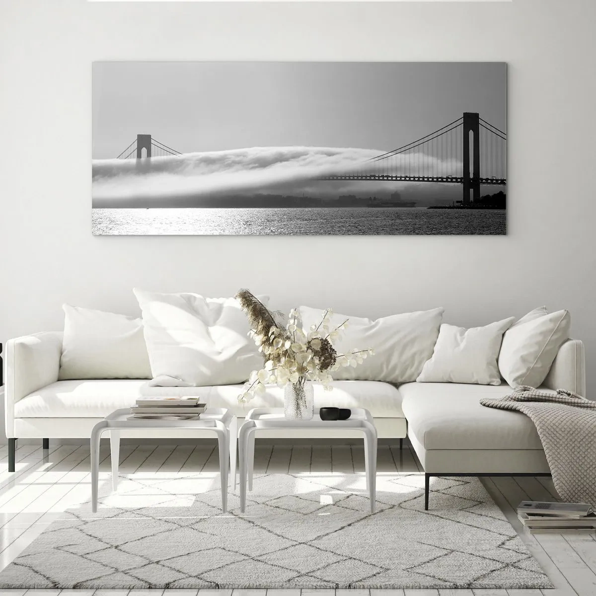 Glastavla - Bild på glas - Passera Golden Gate - 120x50 cm