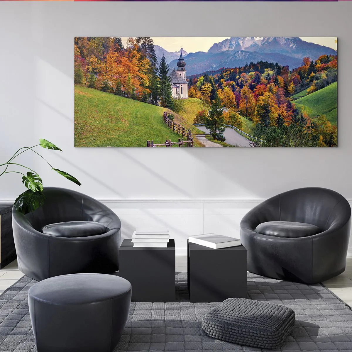 Glastavla - Bild på glas - Landskap som en målning - 160x50 cm