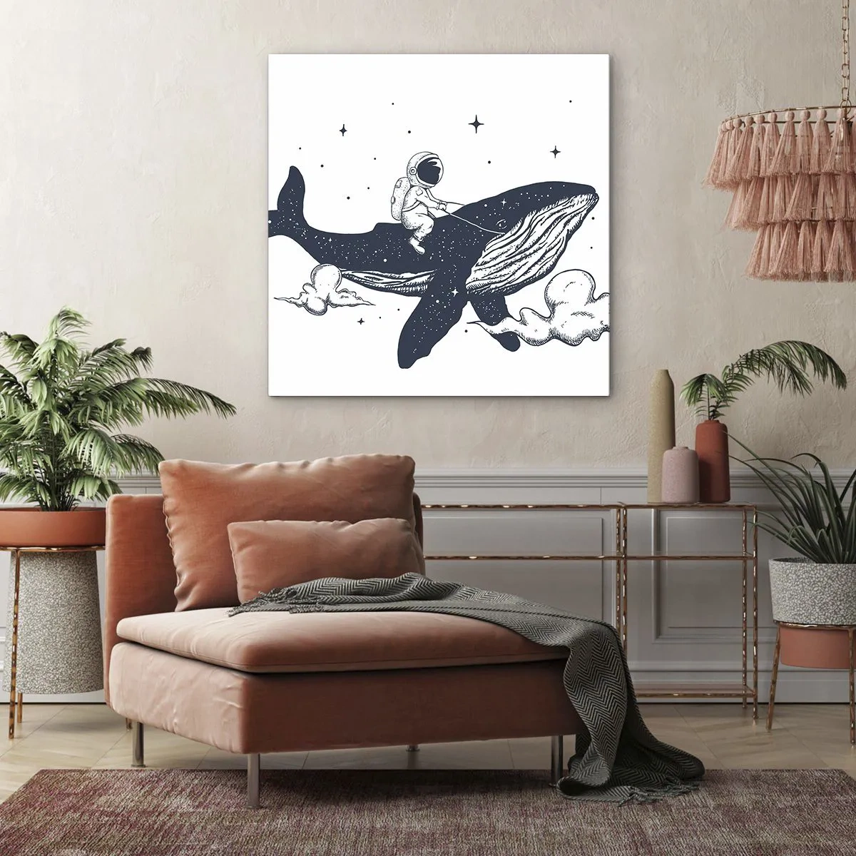 Canvastavla - Bild på duk - Rymdäventyr - 70x70 cm