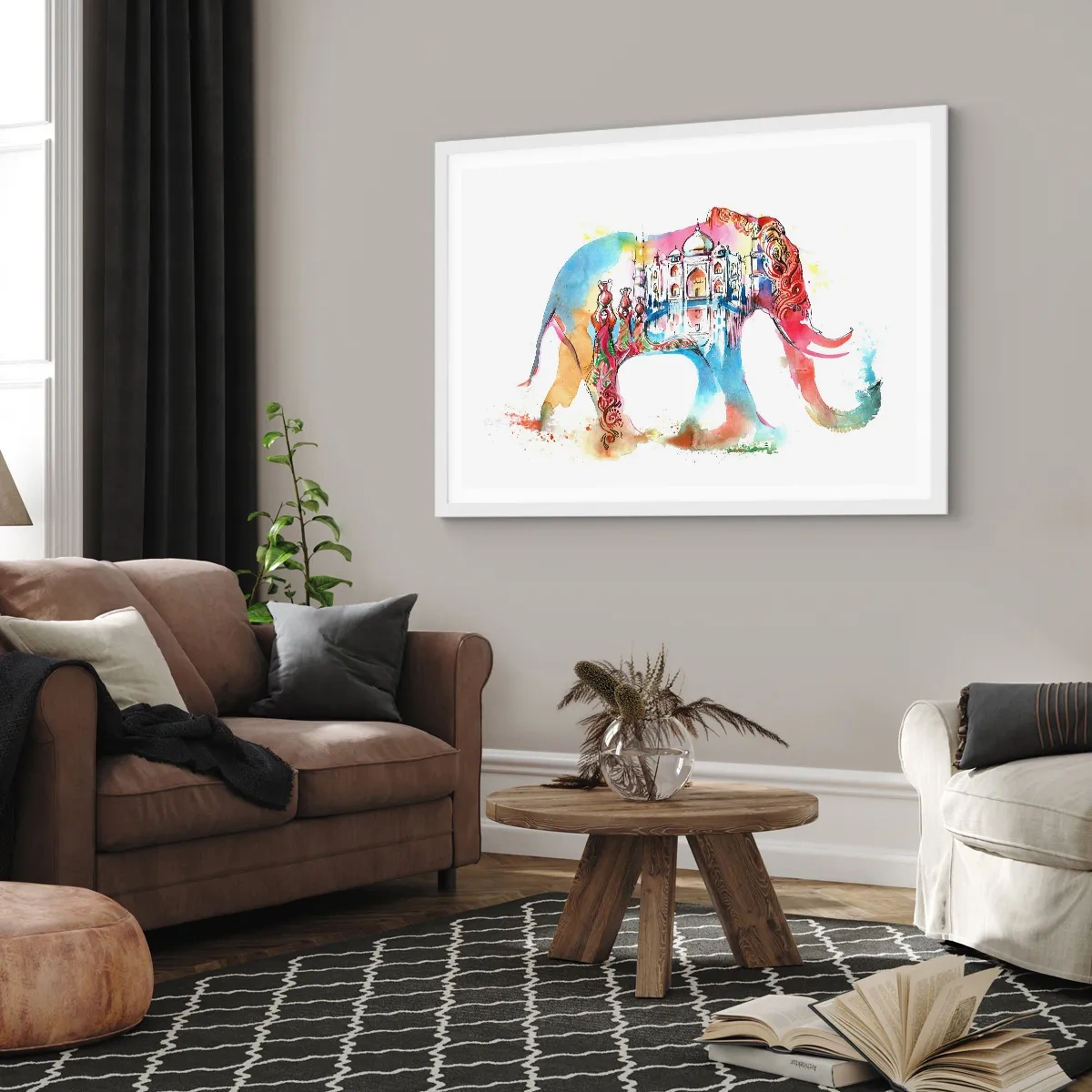 Affisch i vit ram - Indien - kärlekens aura - 70x50 cm