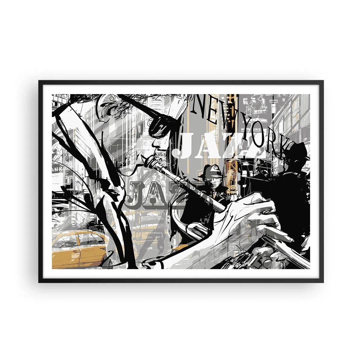 Affisch i svart ram - I New Yorks rytm - 100x70 cm