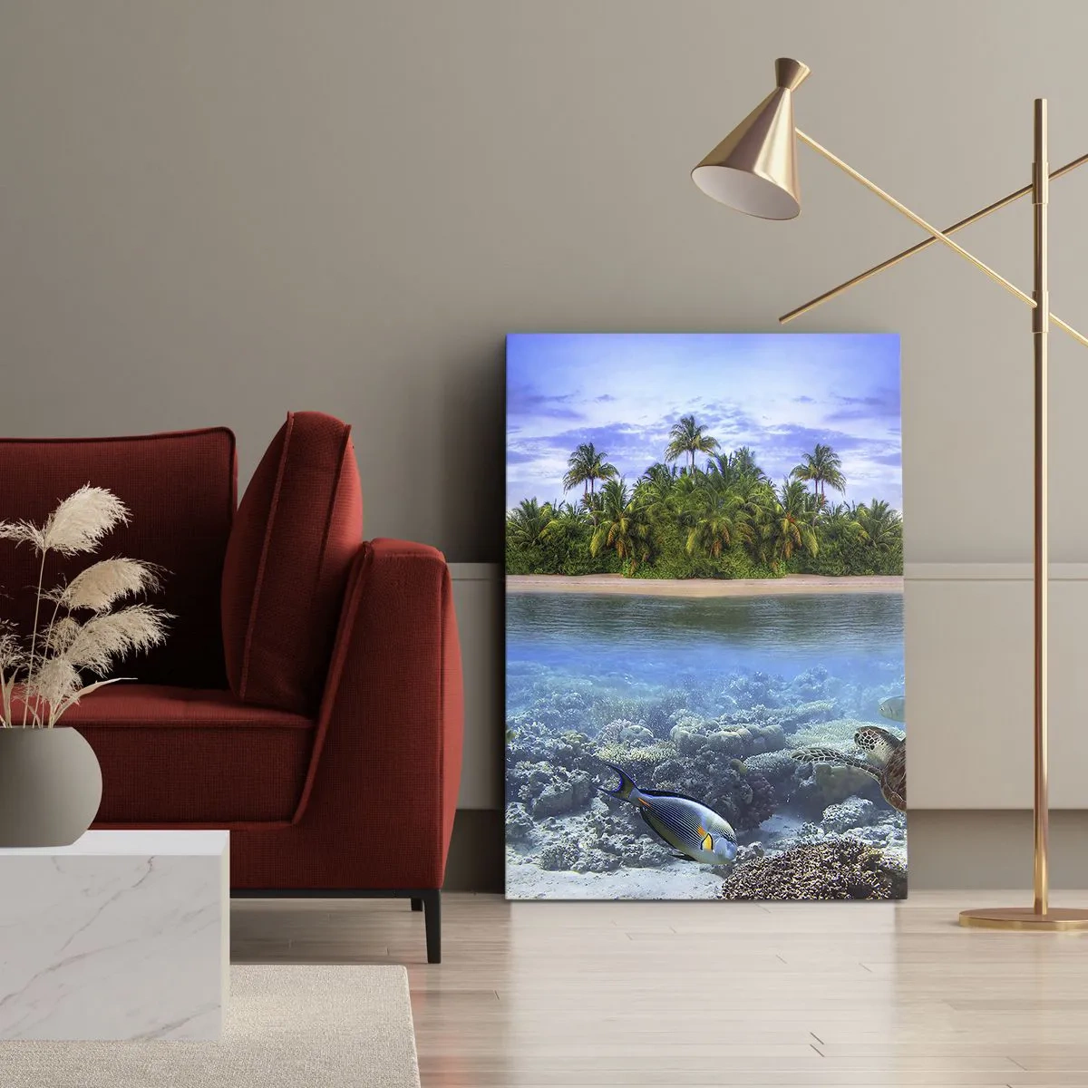 Canvastavla - Bild på duk - Himmelska ön hälsar välkommen - 50x70 cm