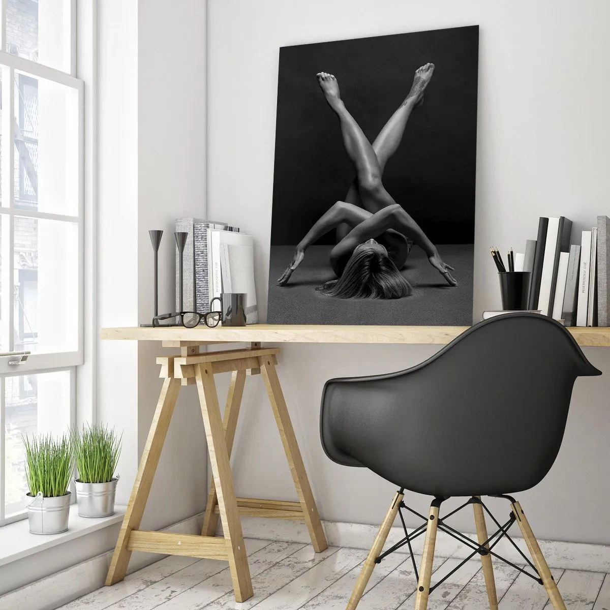 Glastavla - Bild på glas - Nakenhetens geometri - 50x70 cm