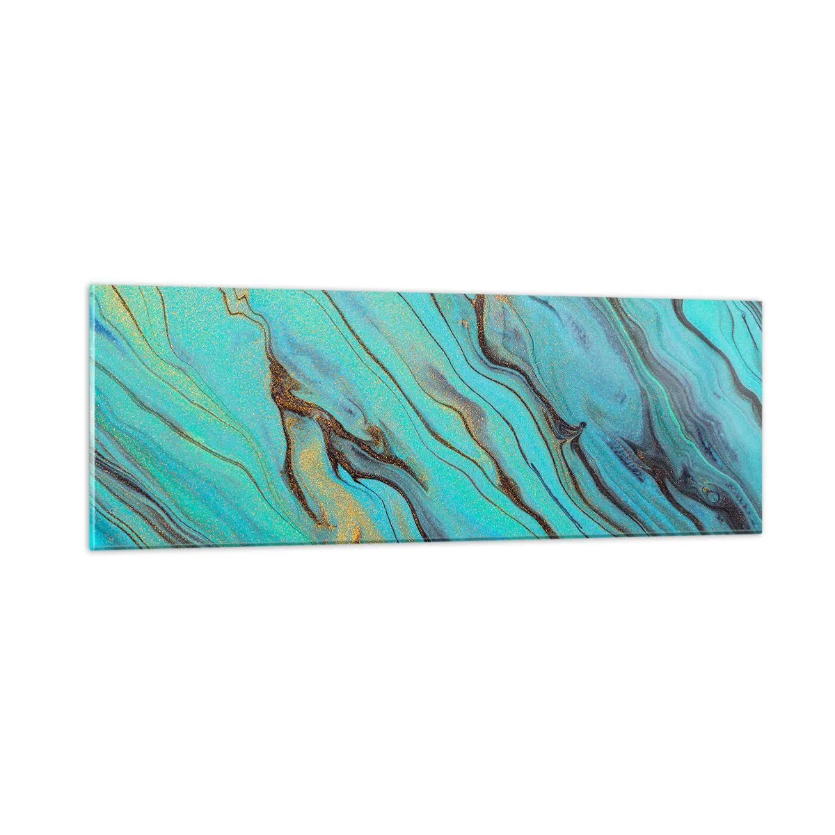 Glastavla - Bild på glas - Turkost tidvatten - 90x30 cm