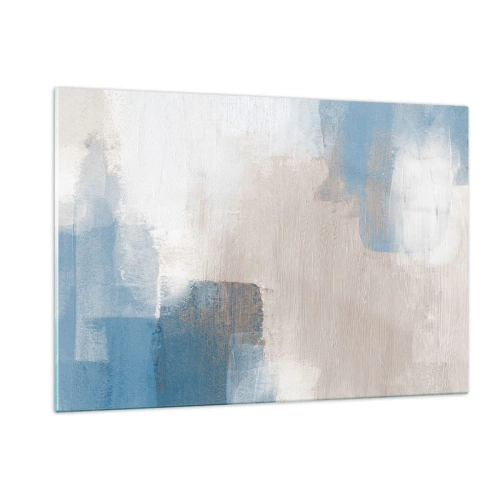 Glastavla - Bild på glas - Rosa abstraktion bakom en blå slöja - 120x80 cm