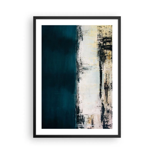 Affisch i svart ram - Abstrakt komposition i marinblå och beige toner - 50x70cm - Horisontell komposition - Modern väggdekoration för vardagsrum och sovrum ARTTOR