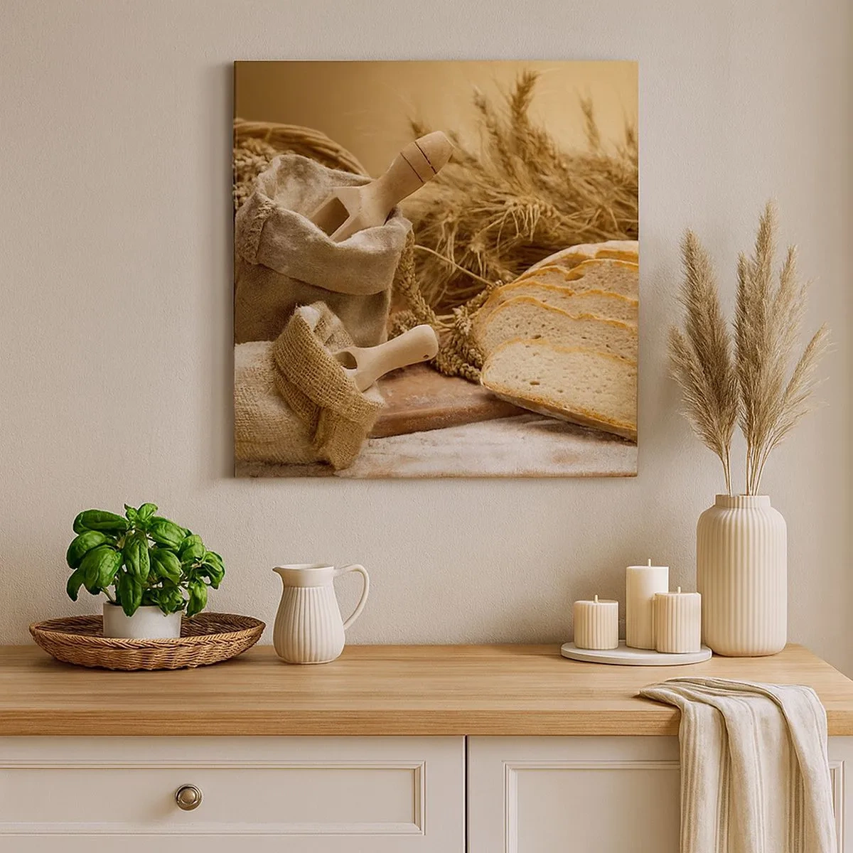 Canvastavla - Bild på duk - Skivat bröd - 30x30 cm