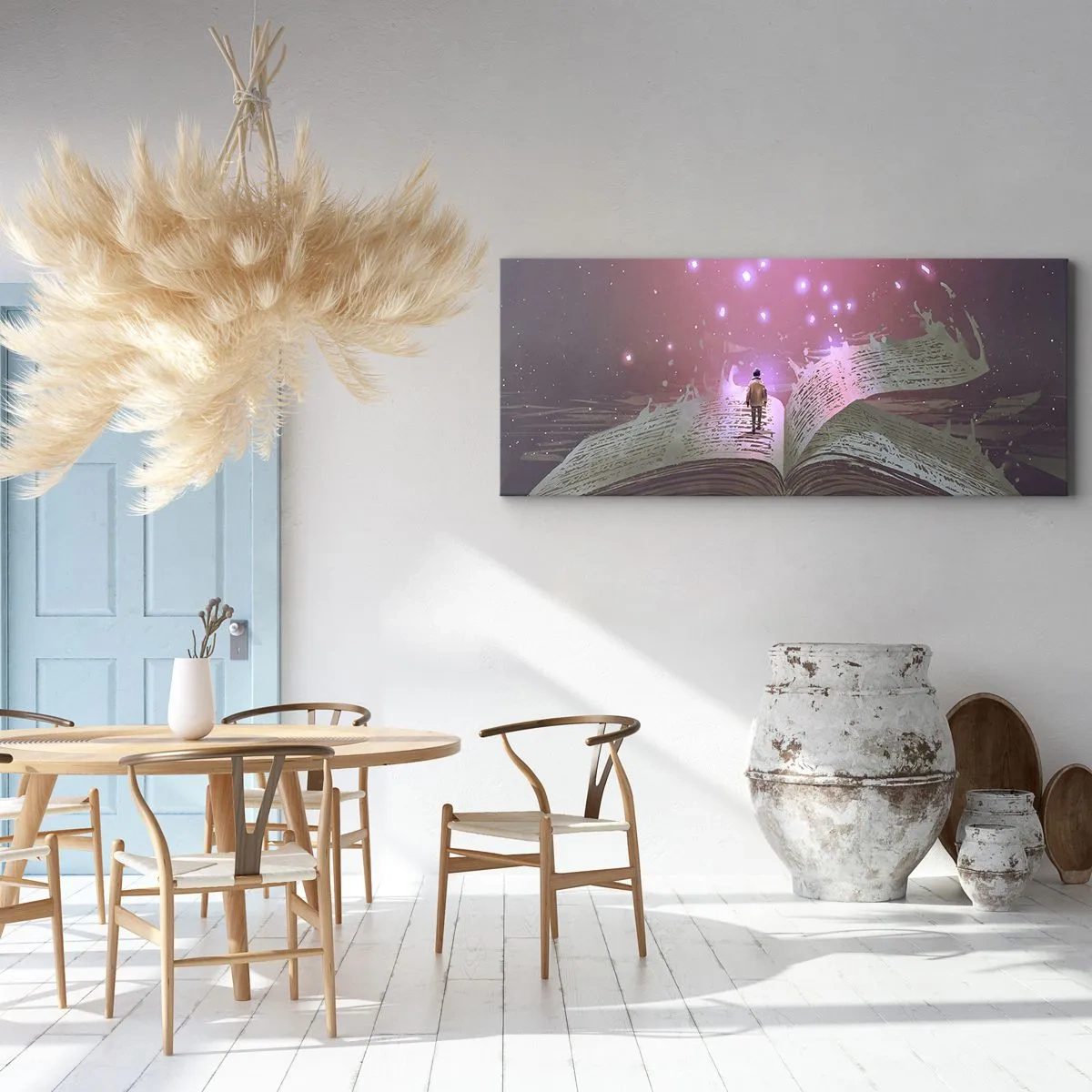 Canvastavla - Bild på duk - Inbjudan till en annan värld - läs! - 120x50 cm