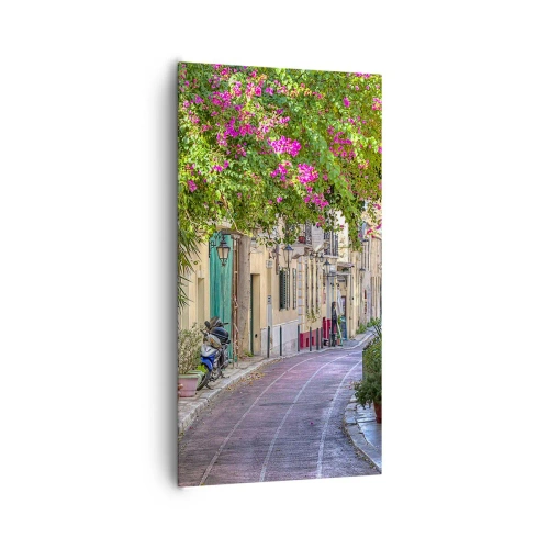 Canvastavla - Bild på duk - Blommande gata - 65x120 cm