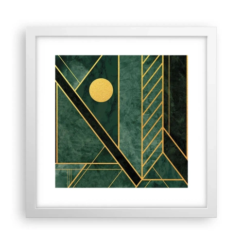 Affisch i vit ram - Dynamik av guld och azurblå - 30x30 cm