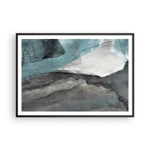 Affisch i svart ram - Abstraktion: stenar och is - 100x70 cm