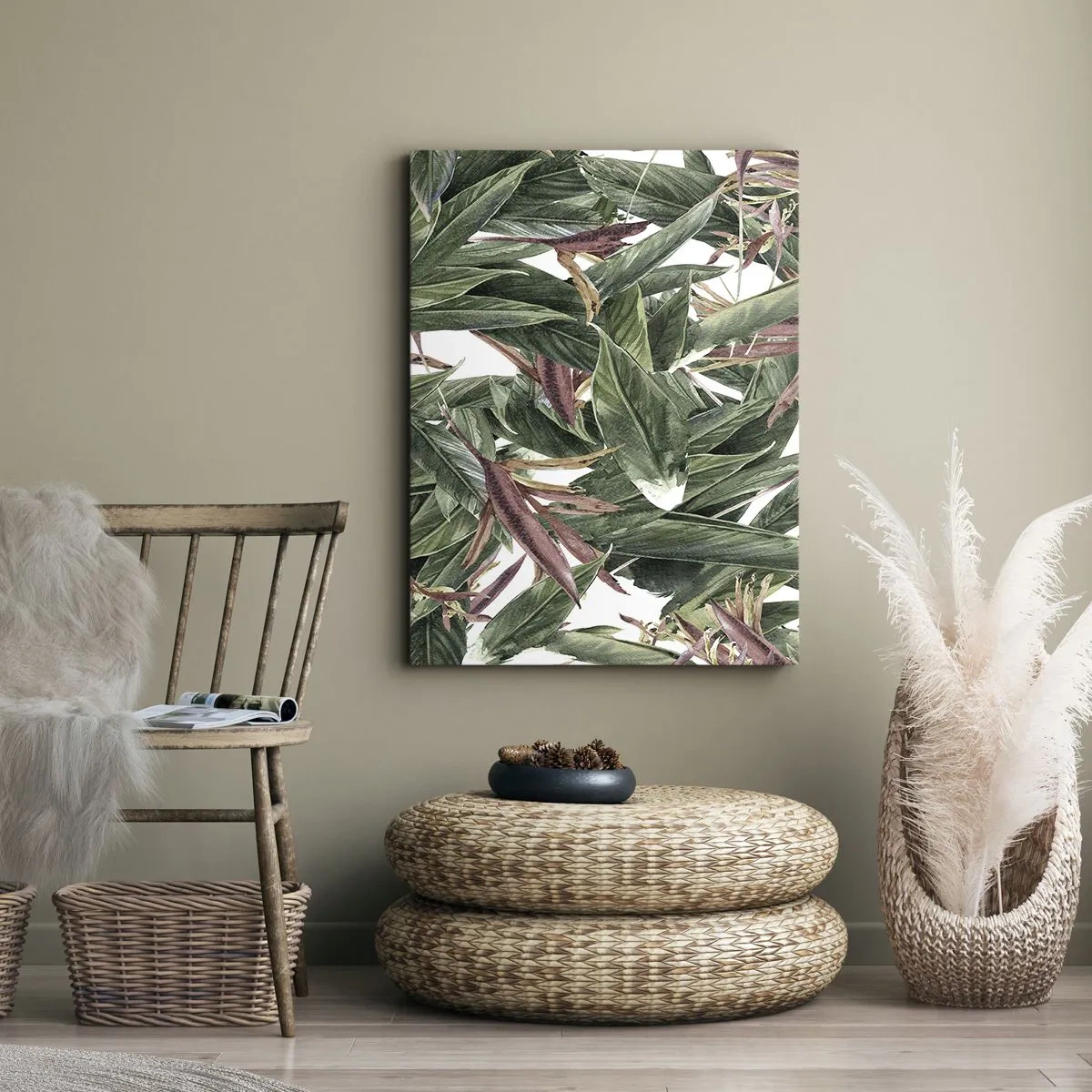 Canvastavla - Bild på duk - Smaragd-lila växter - 70x100 cm