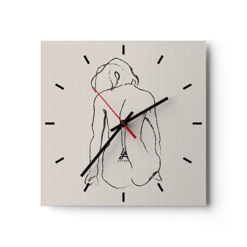 Väggklocka - Klocka på glas - Naken flicka - 30x30 cm