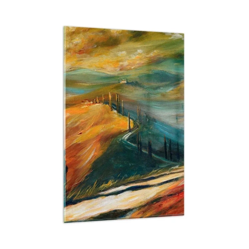Glastavla - Bild på glas - Toskanskt landskap - 80x120 cm