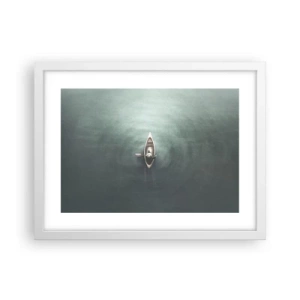 Affisch i vit ram - Över en månbelyst sjö - 40x30 cm