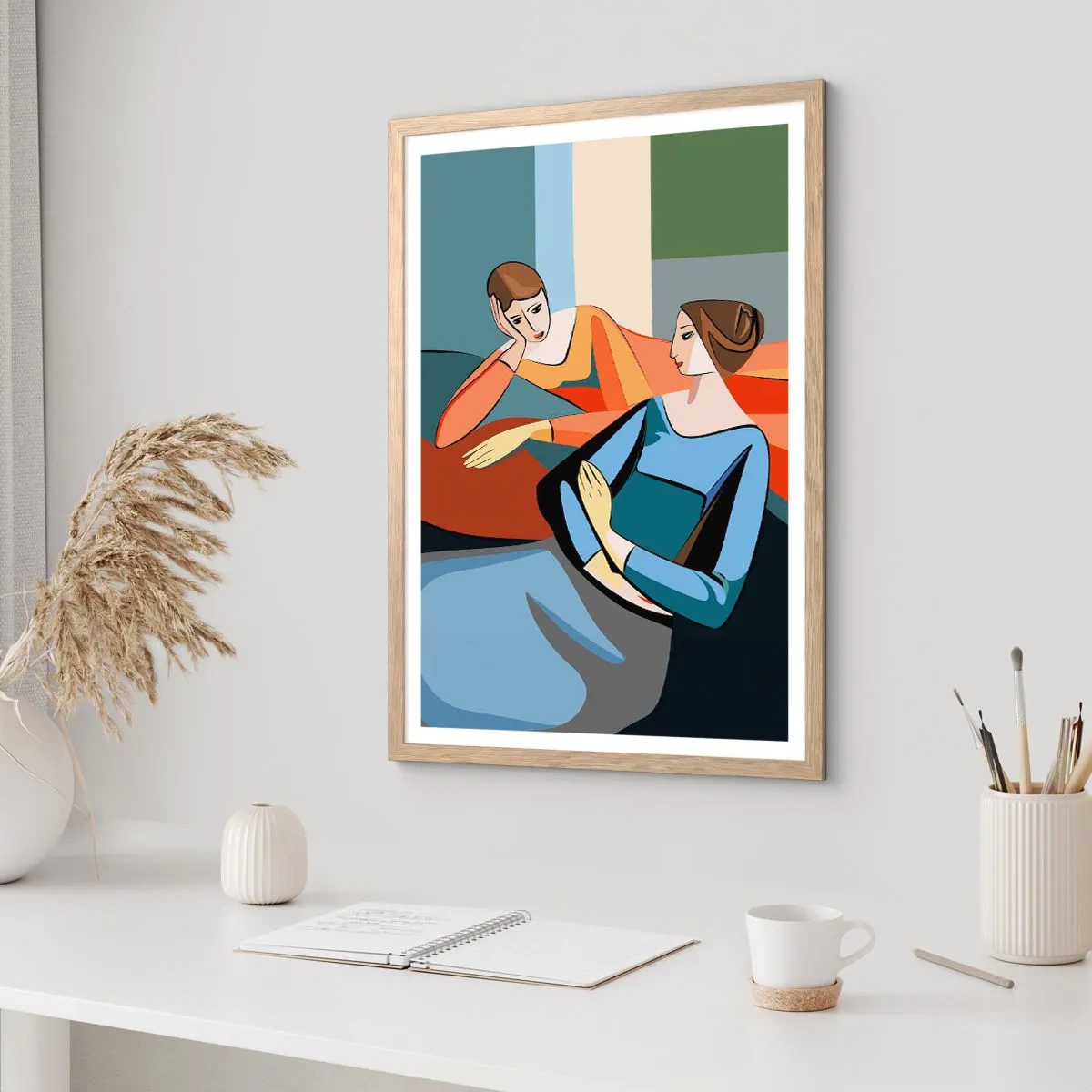 Affisch i ram av ljusek - Ett ögonblick av förtrolighet - 61x91 cm