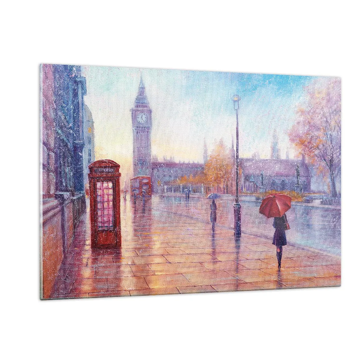 Glastavla - Bild på glas - Höstdag i London - 120x80 cm