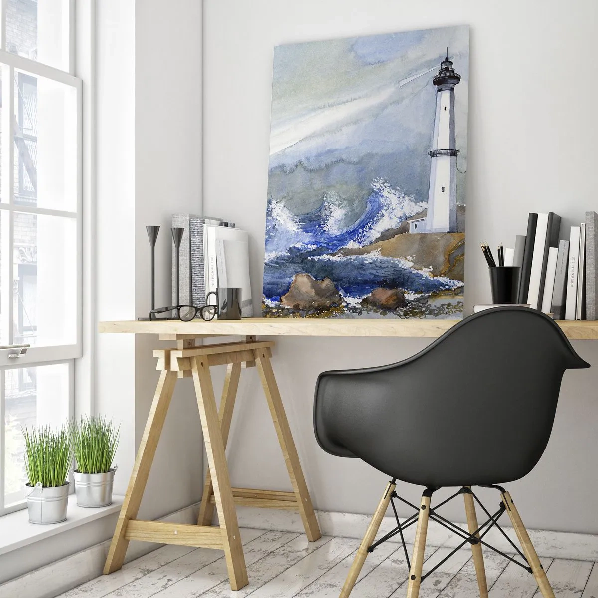 Glastavla - Bild på glas - Mot mörkret och stormen - 70x100 cm