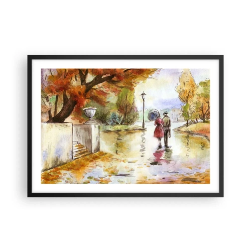Affisch i svart ram - Romantisk höst i parken - 70x50 cm
