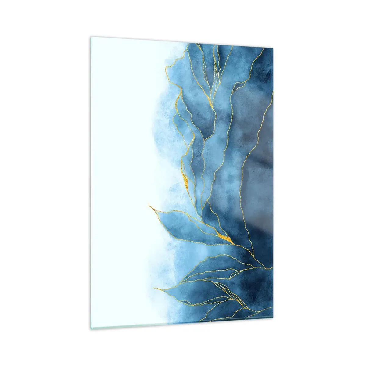 Glastavla - Bild på glas - Blått i guld - 50x70 cm