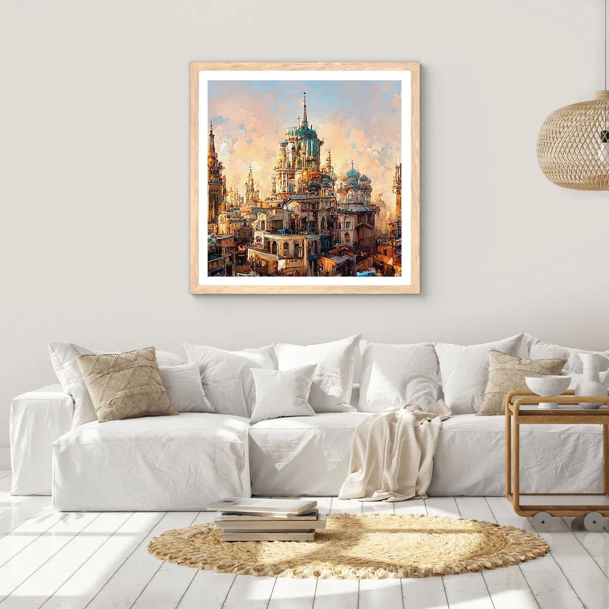 Affisch i ram av ljusek - Städernas stad - 60x60 cm