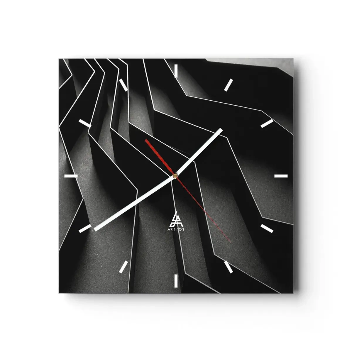 Väggklocka - Klocka på glas - Rumslig ordning - 40x40 cm