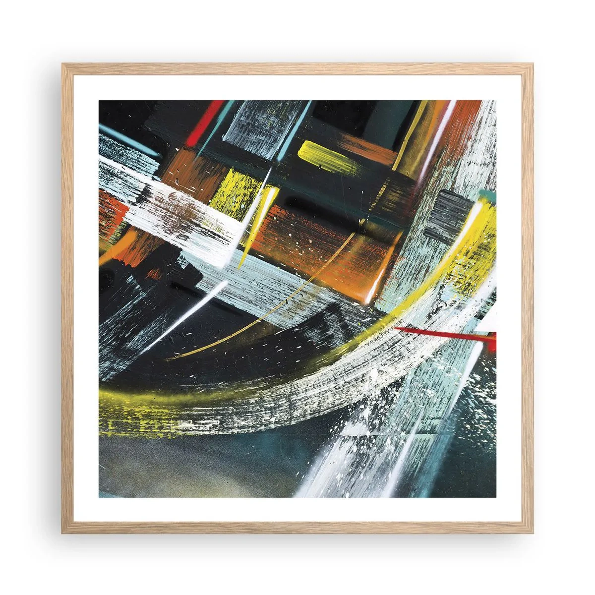 Affisch i ram av ljusek - Rörelsens energi - 60x60 cm