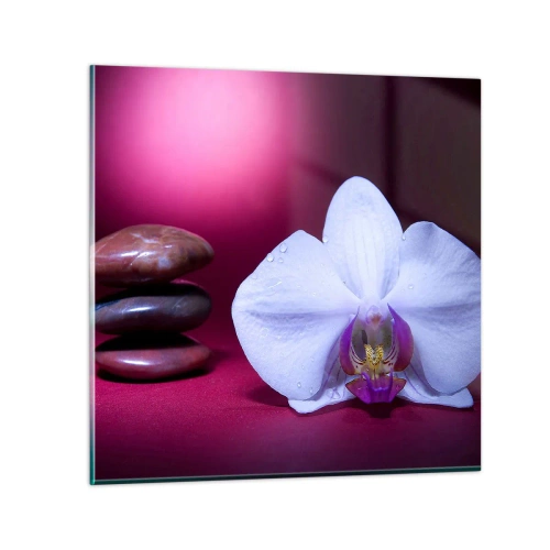 Glastavla - Bild på glas - En fräschhetsstudie i violett - 40x40 cm