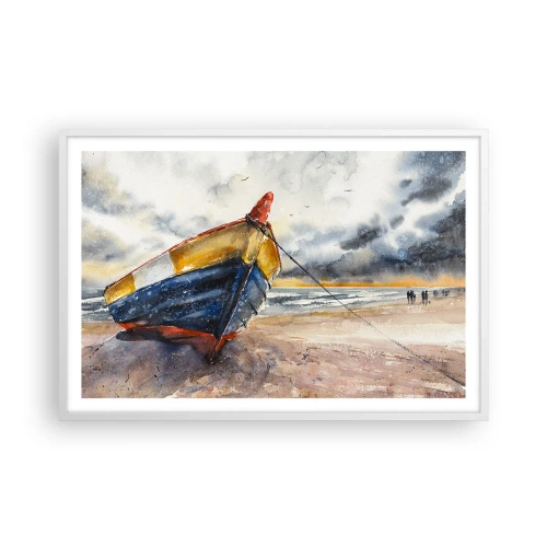 Affisch i vit ram - Vila på stranden - 91x61 cm