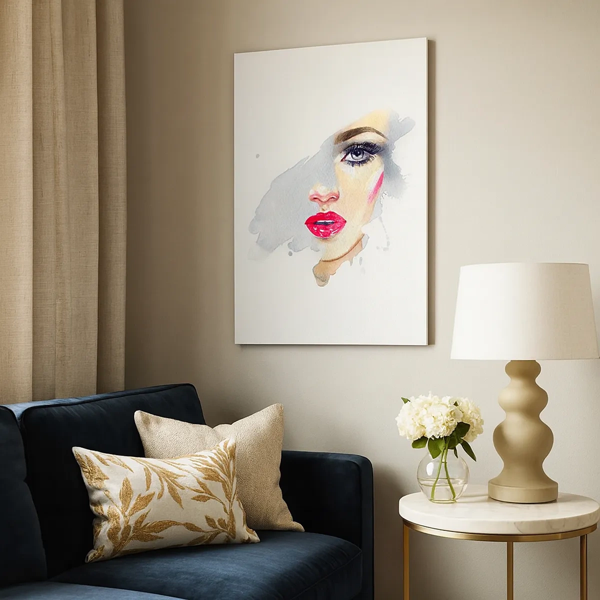 Canvastavla - Bild på duk - Reflektion i vattendroppe - 50x70 cm