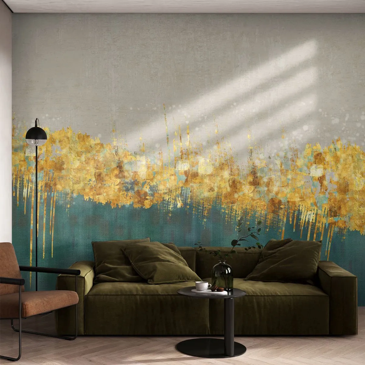 Fototapet Premium Sand - Den gyllene gränsen - Art déco, Bit, Pastell - 100x70 cm