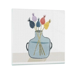 Glastavla - Bild på glas - Vallmovas - 70x70 cm